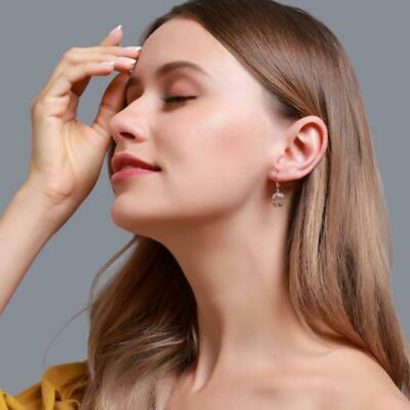 Gold Cherry Rhinestone Earrings - Picture 6 of 12